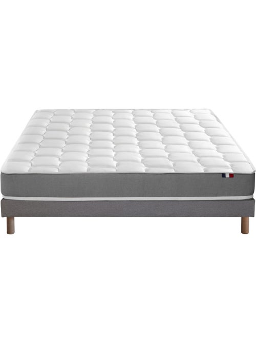 Ensemble matelas mémoire de forme et mousse HR ZENITH avec sommier - confort français - Gris chiné - Kiabi Ensemble matelas mémoire de forme et mousse HR ZENITH avec sommier - confort français - Gris chiné - Kiabi