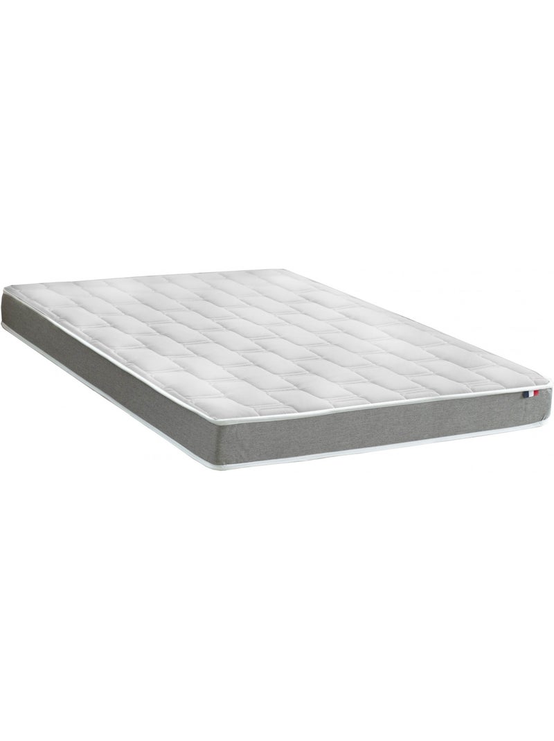 Ensemble matelas mémoire de forme et mousse HR ZENITH avec sommier - confort français - Gris chiné Blanc Gris - Kiabi