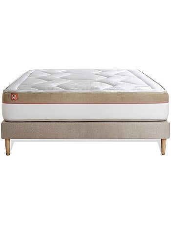 Ensemble Matelas Mémoire de forme et Sommier tapissier en kit Beige - Le Cosy