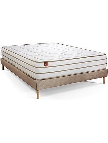 Ensemble Matelas Mémoire de forme et Sommier tapissier en kit Beige - Le Douillet