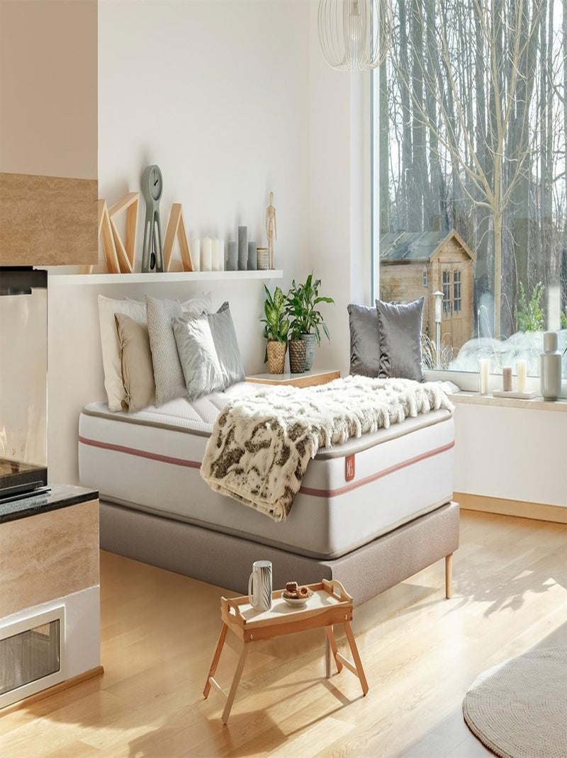 Ensemble Matelas Mémoire de forme et Sommier tapissier en kit Beige - Le Paisible Beige - Kiabi