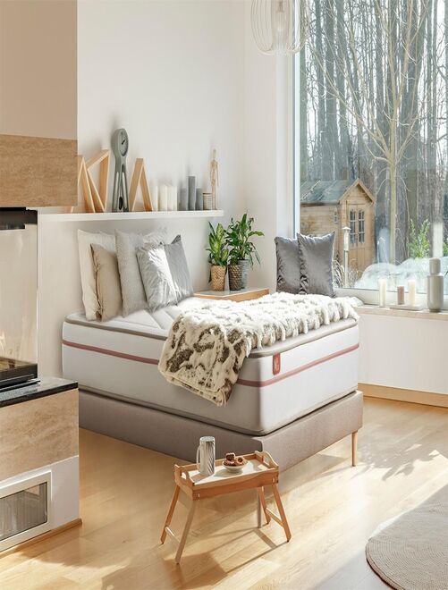 Ensemble Matelas Mémoire de forme et Sommier tapissier en kit Beige - Le Paisible - Kiabi