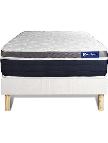 Ensemble Matelas Mémoire de forme et Sommier tapissier en kit Blanc - Actimemo confort