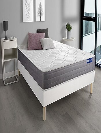 Ensemble Matelas Mémoire de forme et Sommier tapissier en kit Blanc - Actimemo dream