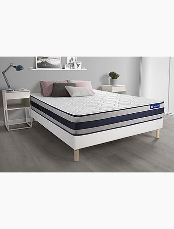 Ensemble Matelas Mémoire de forme et Sommier tapissier en kit Blanc - Actimemo ergo