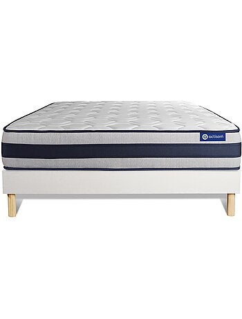 Ensemble Matelas Mémoire de forme et Sommier tapissier en kit Blanc - Actimemo ergo