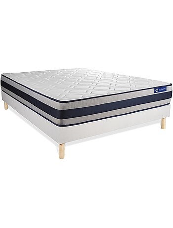 Ensemble Matelas Mémoire de forme et Sommier tapissier en kit Blanc - Actimemo ergo