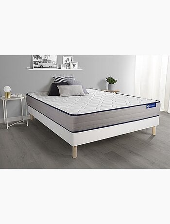 Ensemble Matelas Mémoire de forme et Sommier tapissier en kit Blanc - Actimemo form