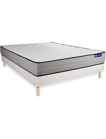 Ensemble Matelas Mémoire de forme et Sommier tapissier en kit Blanc - Actimemo form