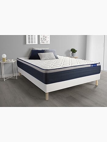 Ensemble Matelas Mémoire de forme et Sommier tapissier en kit Blanc - Actimemo max