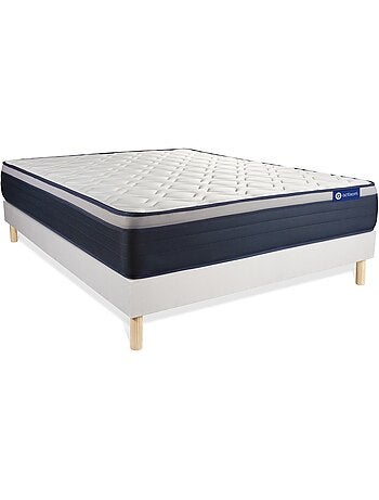 Ensemble Matelas Mémoire de forme et Sommier tapissier en kit Blanc - Actimemo max