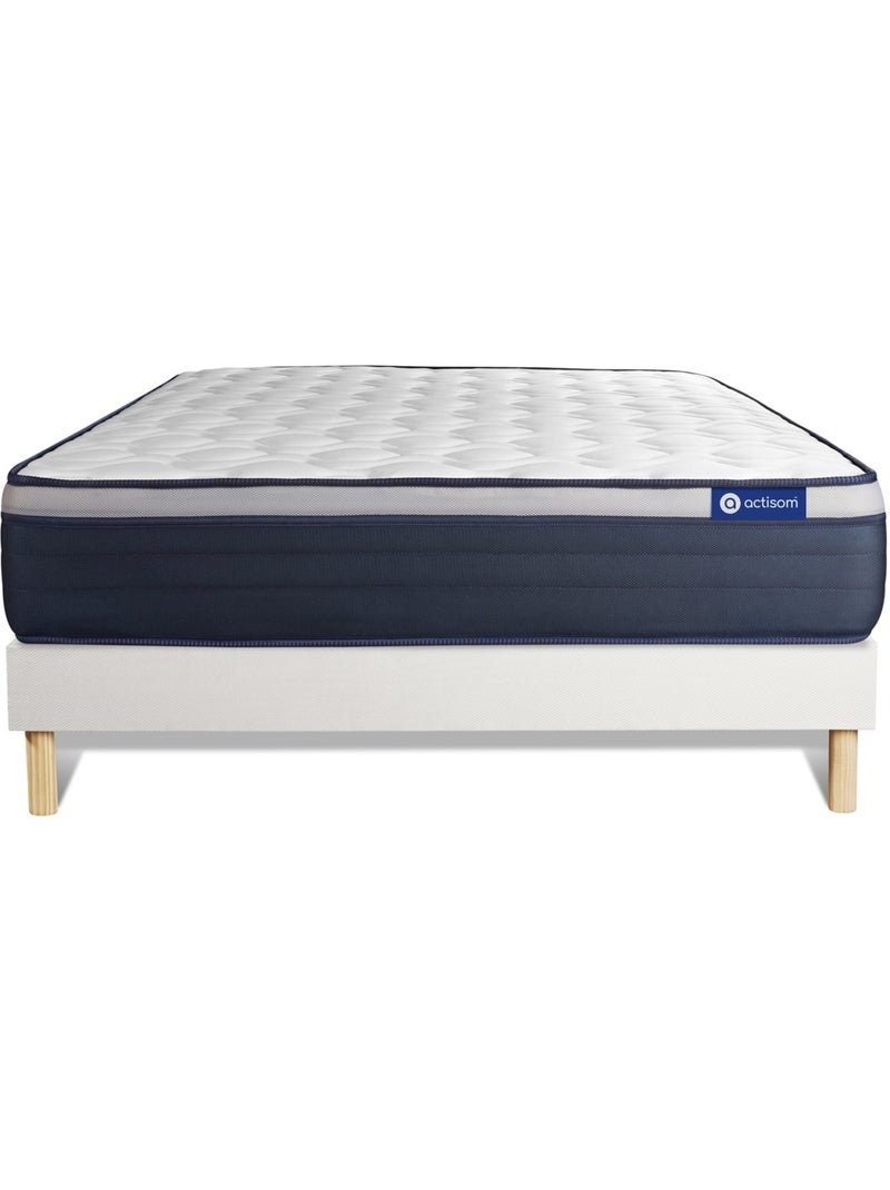 Ensemble Matelas Mémoire de forme et Sommier tapissier en kit Blanc - Actimemo max Blanc - Kiabi