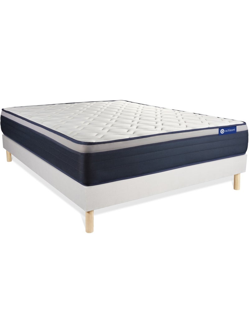 Ensemble Matelas Mémoire de forme et Sommier tapissier en kit Blanc - Actimemo max Blanc - Kiabi