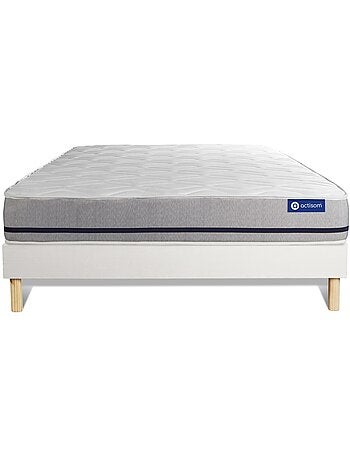 Ensemble Matelas Mémoire de forme et Sommier tapissier en kit Blanc - Actimemo soft