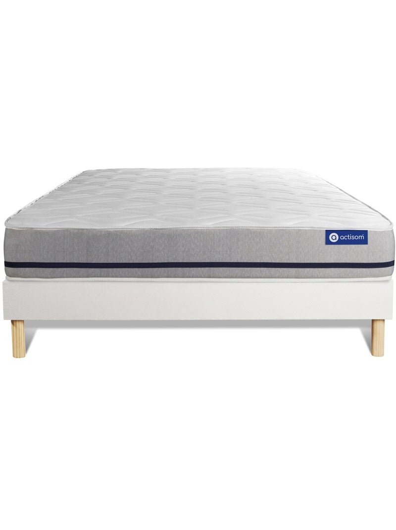 Ensemble Matelas Mémoire de forme et Sommier tapissier en kit Blanc - Actimemo soft Blanc - Kiabi