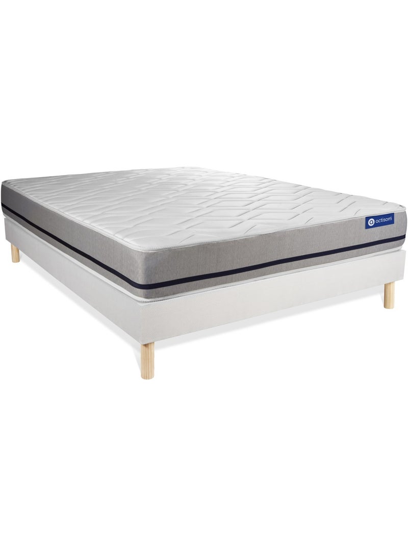 Ensemble Matelas Mémoire de forme et Sommier tapissier en kit Blanc - Actimemo soft Blanc - Kiabi