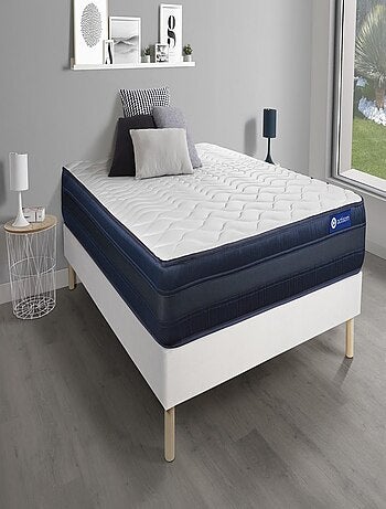 Ensemble Matelas Mémoire de forme et Sommier tapissier en kit Blanc - Actimemo tech