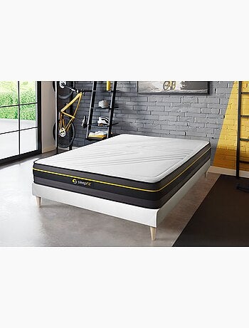 Ensemble Matelas Mémoire de forme et Sommier tapissier en kit Blanc - Active