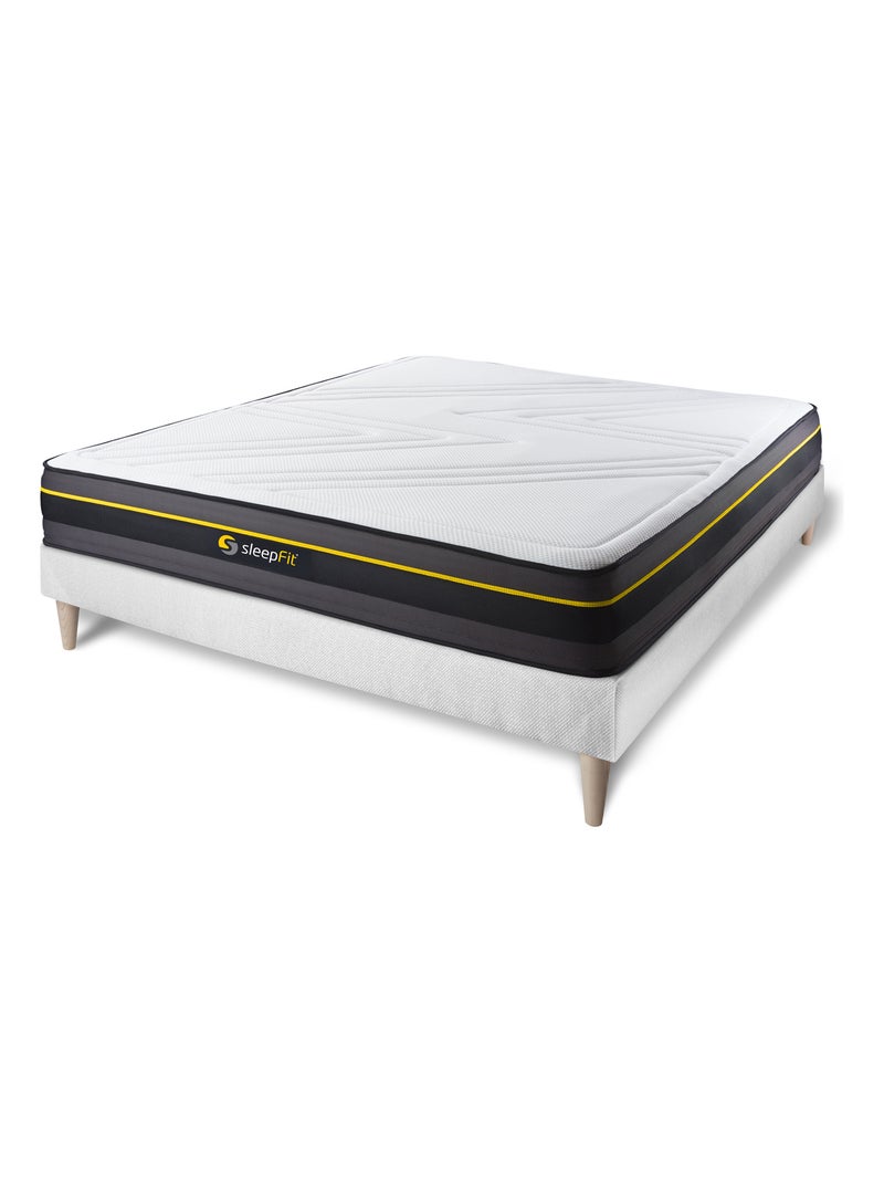 Ensemble Matelas Mémoire de forme et Sommier tapissier en kit Blanc - Active Blanc - Kiabi