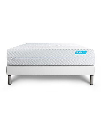 Ensemble Matelas Mémoire de forme et Sommier tapissier en kit Blanc - Biocare