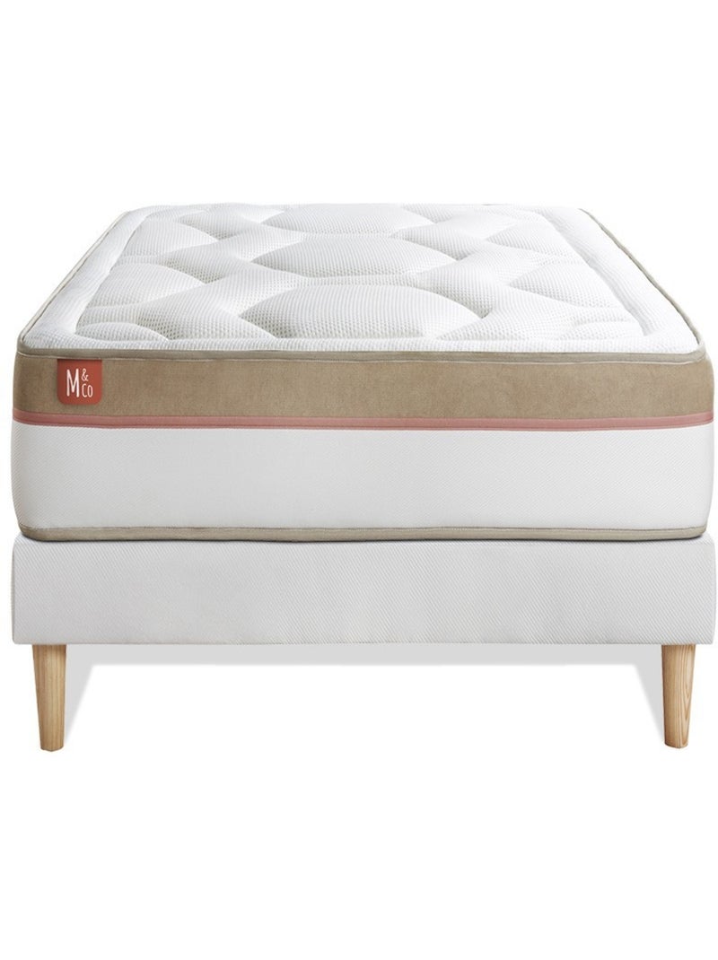 Ensemble Matelas Mémoire de forme et Sommier tapissier en kit Blanc - Le Cosy Blanc - Kiabi