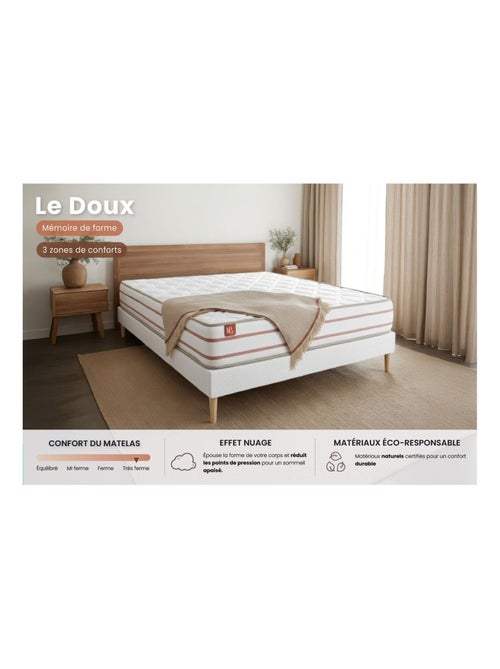 Ensemble Matelas Mémoire de forme et Sommier tapissier en kit Blanc - Le Doux - Kiabi