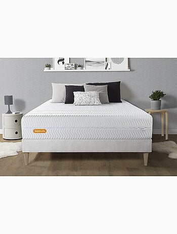 Ensemble Matelas Mémoire de forme et Sommier tapissier en kit Blanc - Memo bio