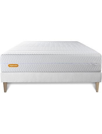 Ensemble Matelas Mémoire de forme et Sommier tapissier en kit Blanc - Memo bio