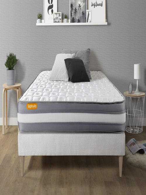 Ensemble Matelas Mémoire de forme et Sommier tapissier en kit Blanc - Memo plus - Kiabi