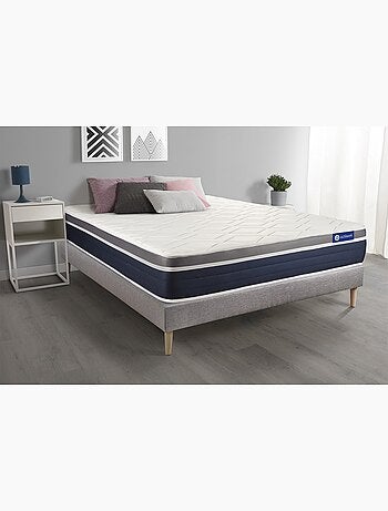 Ensemble Matelas Mémoire de forme et Sommier tapissier en kit Gris - Actimemo confort
