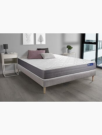 Ensemble Matelas Mémoire de forme et Sommier tapissier en kit Gris - Actimemo dream