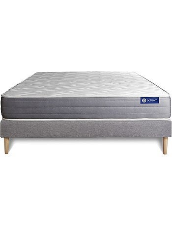 Ensemble Matelas Mémoire de forme et Sommier tapissier en kit Gris - Actimemo dream