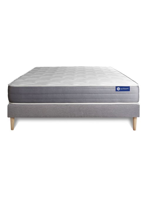 Ensemble Matelas Mémoire de forme et Sommier tapissier en kit Gris - Actimemo dream - Kiabi