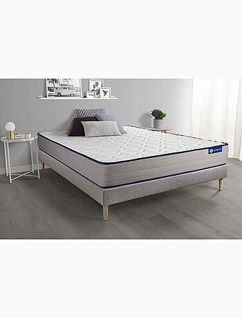 Ensemble Matelas Mémoire de forme et Sommier tapissier en kit Gris - Actimemo form