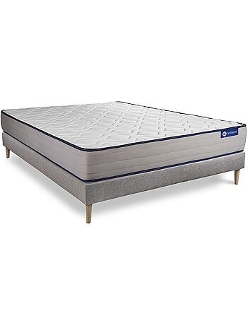 Ensemble Matelas Mémoire de forme et Sommier tapissier en kit Gris - Actimemo form