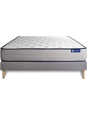 Ensemble Matelas Mémoire de forme et Sommier tapissier en kit Gris - Actimemo form