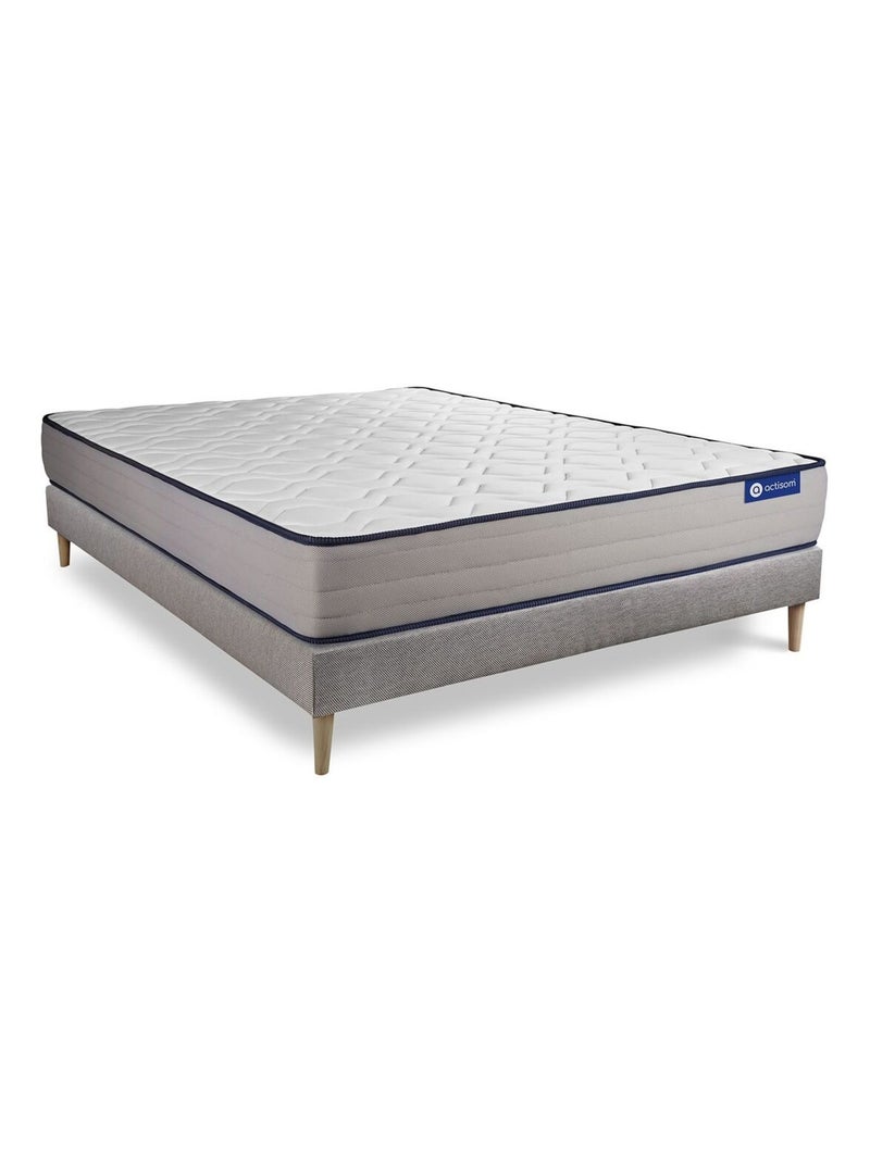 Ensemble Matelas Mémoire de forme et Sommier tapissier en kit Gris - Actimemo form Gris - Kiabi