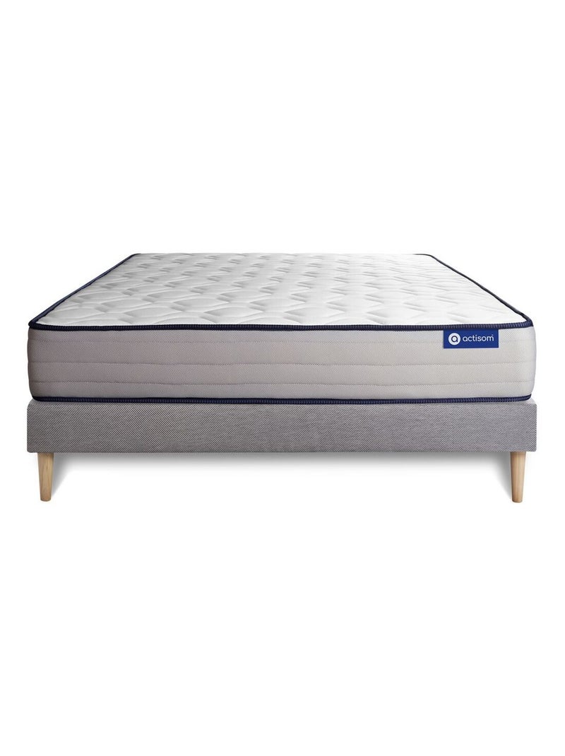 Ensemble Matelas Mémoire de forme et Sommier tapissier en kit Gris - Actimemo form Gris - Kiabi