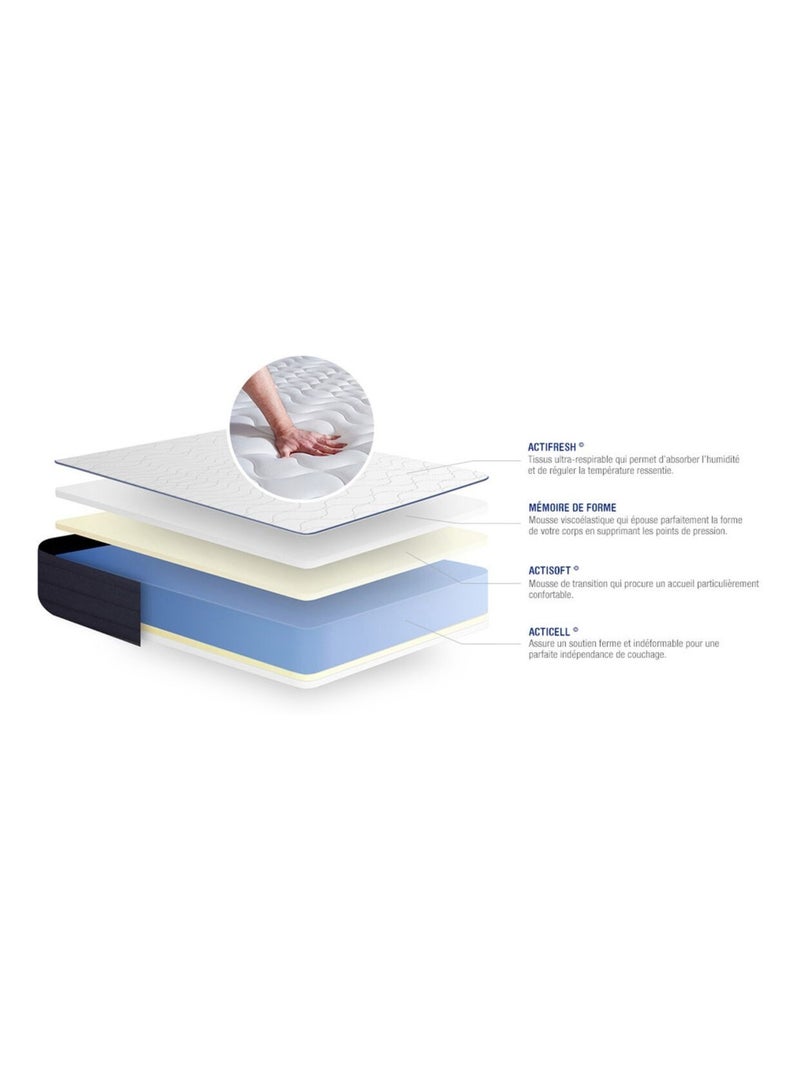 Ensemble Matelas Mémoire de forme et Sommier tapissier en kit Gris - Actimemo life Gris - Kiabi