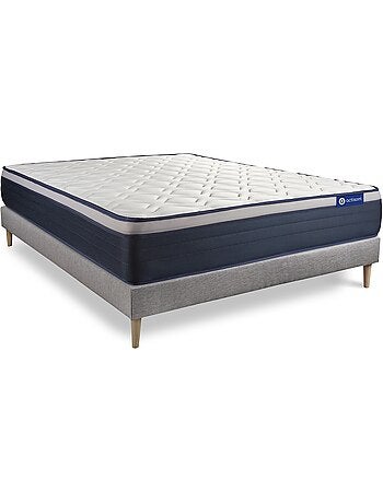Ensemble Matelas Mémoire de forme et Sommier tapissier en kit Gris - Actimemo max