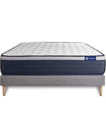 Ensemble Matelas Mémoire de forme et Sommier tapissier en kit Gris - Actimemo max