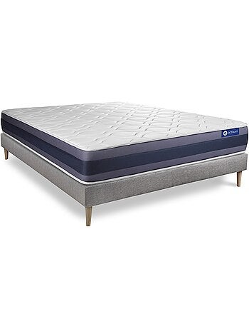 Ensemble Matelas Mémoire de forme et Sommier tapissier en kit Gris - Actimemo morpho