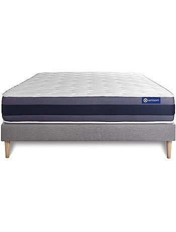 Ensemble Matelas Mémoire de forme et Sommier tapissier en kit Gris - Actimemo morpho