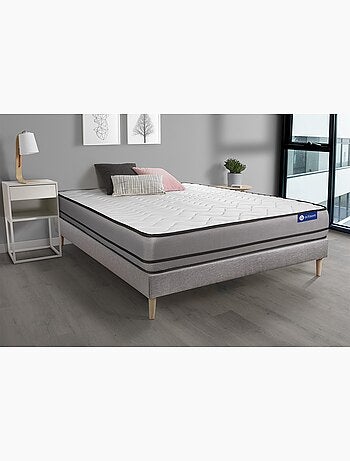 Ensemble Matelas Mémoire de forme et Sommier tapissier en kit Gris - Actimemo night