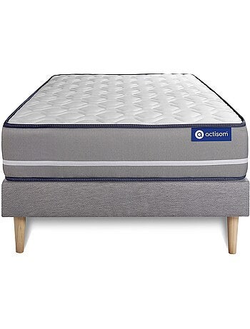 Ensemble Matelas Mémoire de forme et Sommier tapissier en kit Gris - Actimemo pur