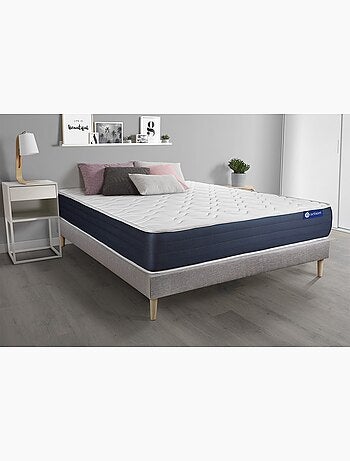 Ensemble Matelas Mémoire de forme et Sommier tapissier en kit Gris - Actimemo sleep