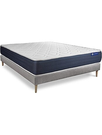 Ensemble Matelas Mémoire de forme et Sommier tapissier en kit Gris - Actimemo sleep
