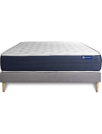 Ensemble Matelas Mémoire de forme et Sommier tapissier en kit Gris - Actimemo sleep
