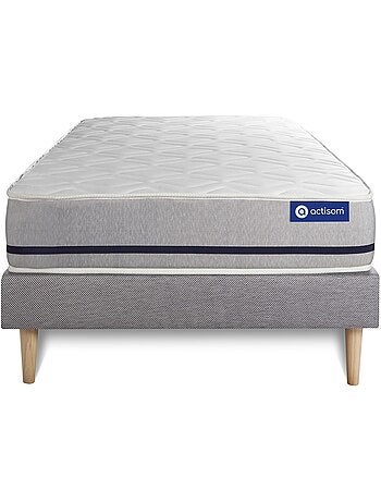 Ensemble Matelas Mémoire de forme et Sommier tapissier en kit Blanc - Actimemo soft