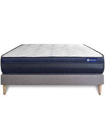 Ensemble Matelas Mémoire de forme et Sommier tapissier en kit Gris - Actimemo tech